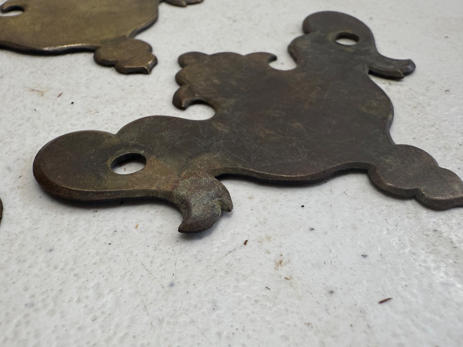 Antique Chippendale Brass batwing set of 12 old surface hardware restoration