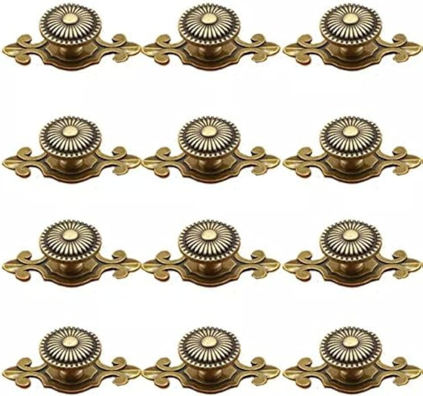 Golden Brass Antique Vintage Retro Drawer Cabinet Metal Knobs with Backplates 12