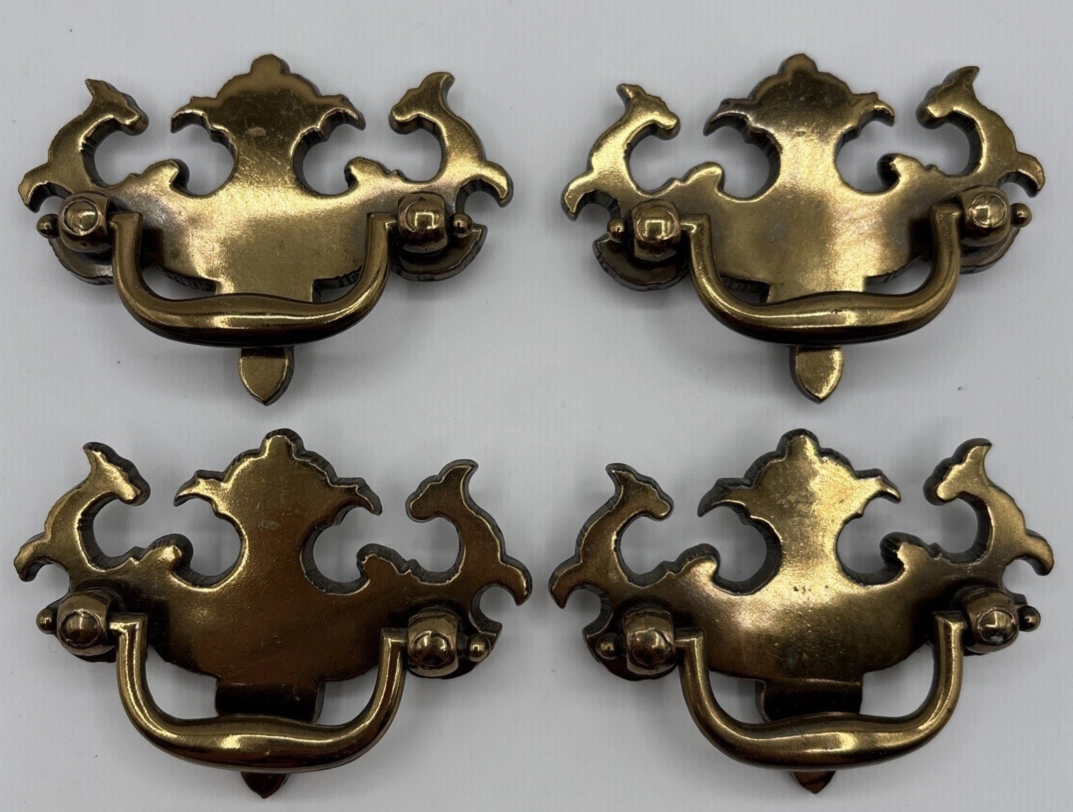 VTG Keeler Brass Co KBC1 #8652 Brass Dresser Drop Drawer Pulls Lot 4 2” CENTERS