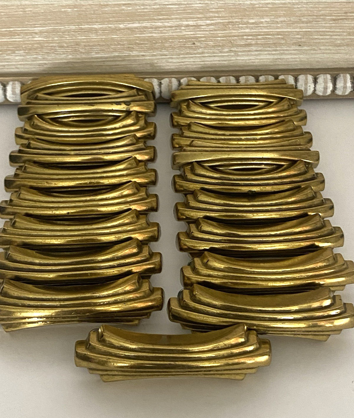 VTG LOT 20 Gold ART DECO Hollywood Regency MCM Waterfall Door Pulls Handles