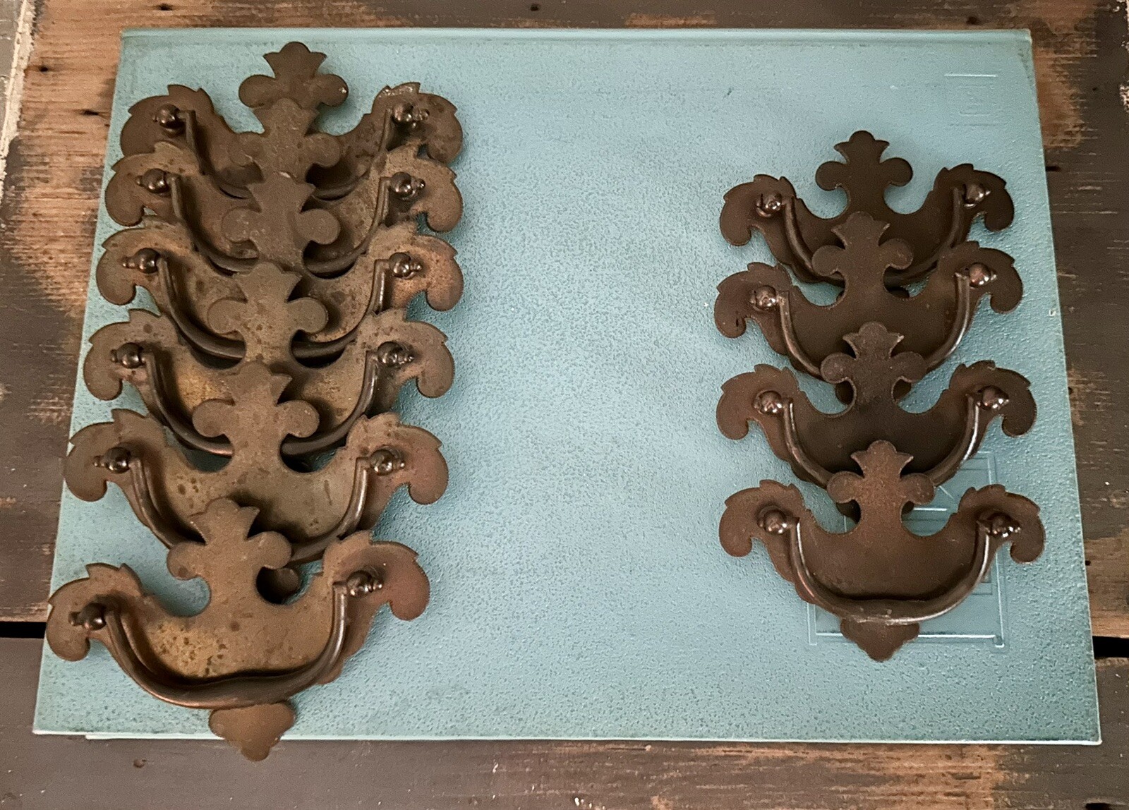 10 Vintage Metal Drop Handle Drawer Hardware