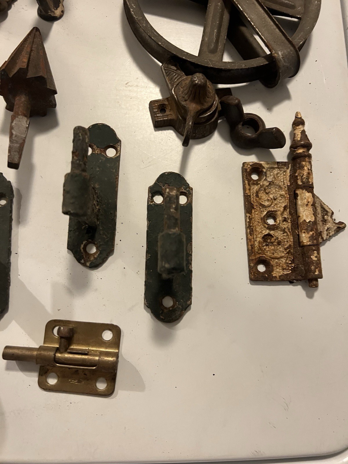 A collection Vintage Antique assorted Window Door hardware LOT 26 Pieces Hooks