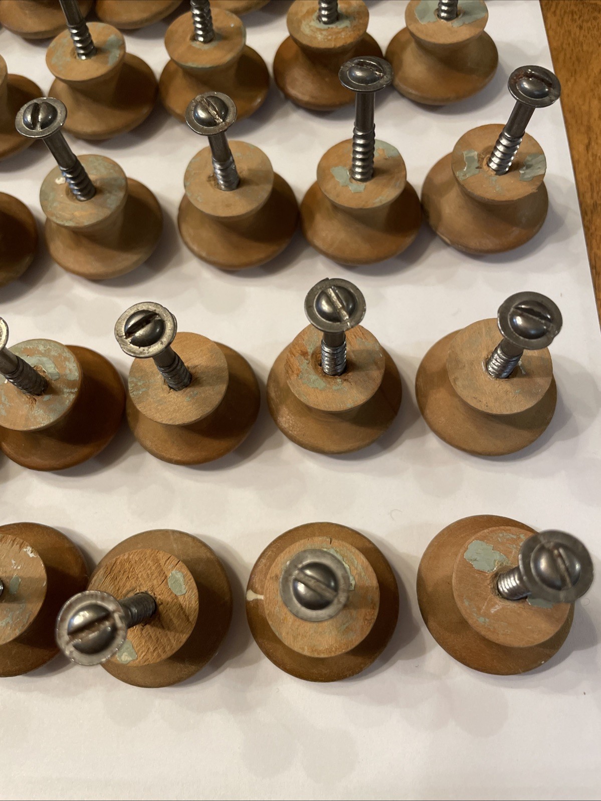 Lot Of 30 Vintage Mushroom Wooden 1.25” Knob Pulls for Drawer Dresser Hardware