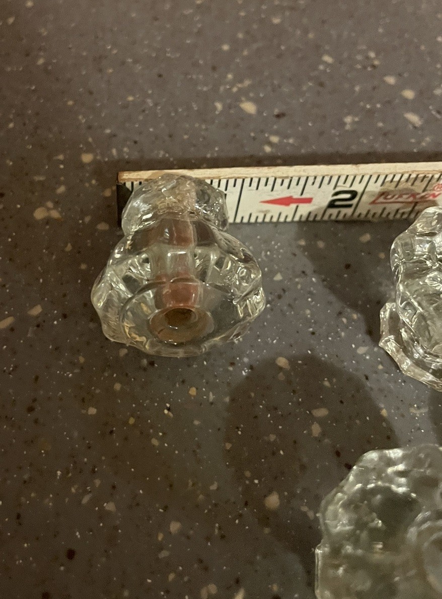 Set of 5 Vintage Depression Style Hexagon Clear Glass Drawer/ Cabinet Knob Pulls