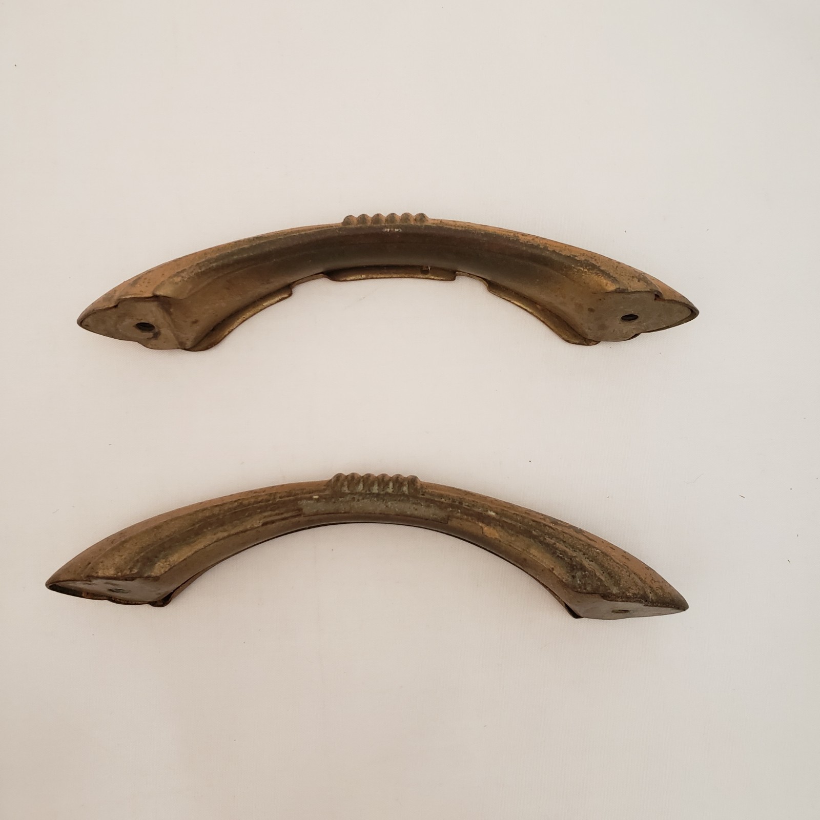 VTG Art Deco Waterfall Furniture Hardware Brass Pulls Handles Set Of 2