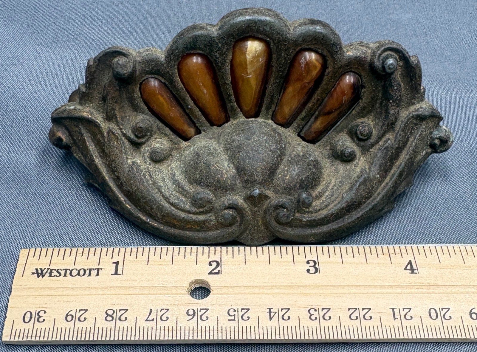 6 Vintage Art Deco Tortoiseshell Bakelite Drawer Pulls 4″ Handle Waterfall style