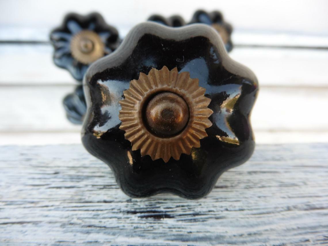 Antique Rustic Drawer Pulls Black Pumpkin Handles Cabinets Door Knob