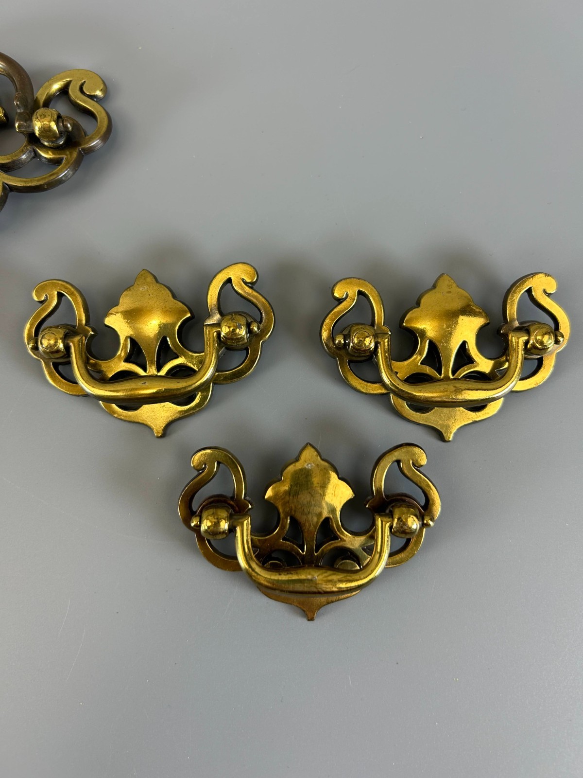11 Keeler Brass Drawer Pulls Drop Bail Handle Chippendale Vintage Assorted Sizes