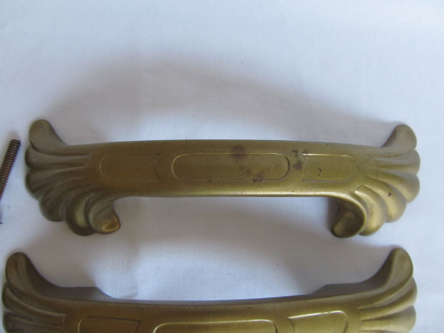 4 Vintage Art Deco Waterfall Metal Drawer Handles Pulls 5 5/8″ 4 1/4″ on center