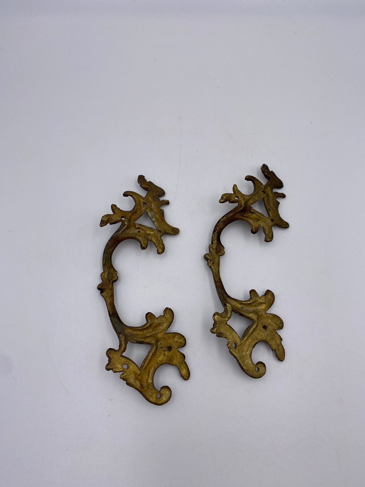 Lot of 2 French Vintage Metal 6″ Drawer Pulls