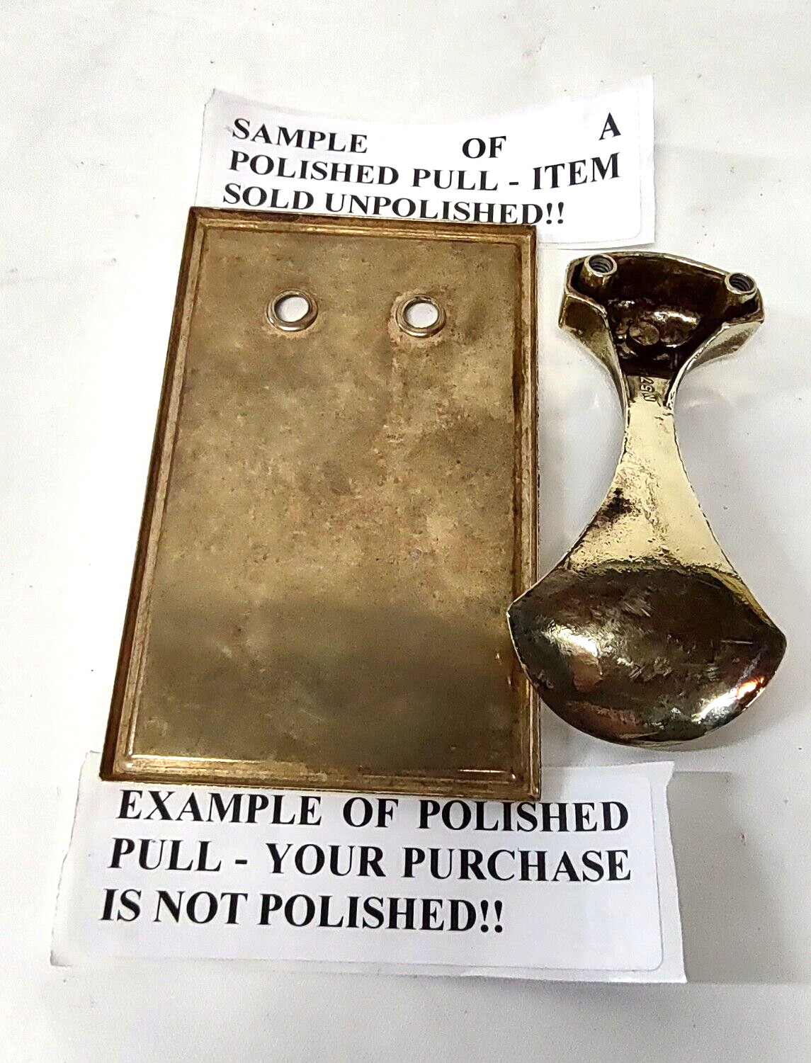 2 Unusual Vintage Door / Drawer Solid Brass Pulls 4.5″ x 2.75″ Doorknocker Style