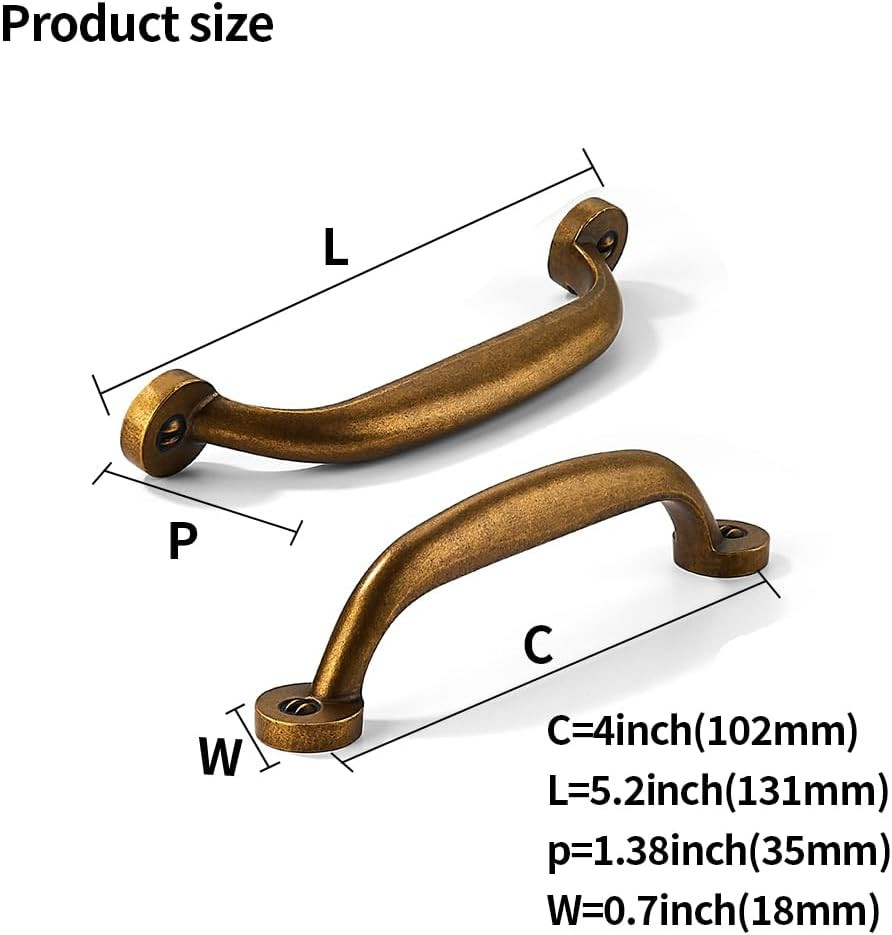 2 Pack 4 Inch Hole Center Antique Brass Vintage Aged Old Cabinet Pulls – Heavy D