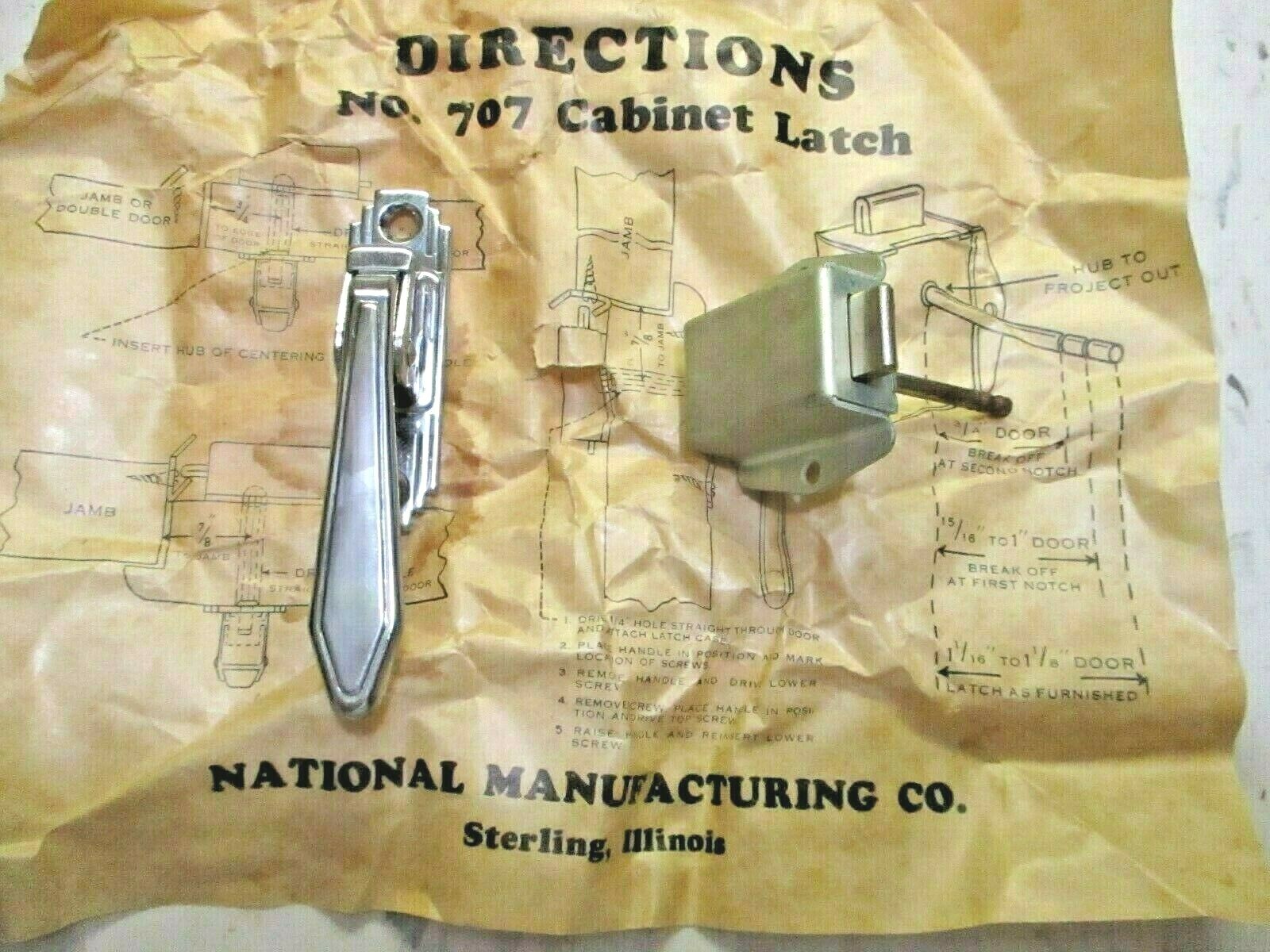 National 707 Stair Stepped 1940 Chrome Mechanical Cabinet Door Pull Latch 1 MCM