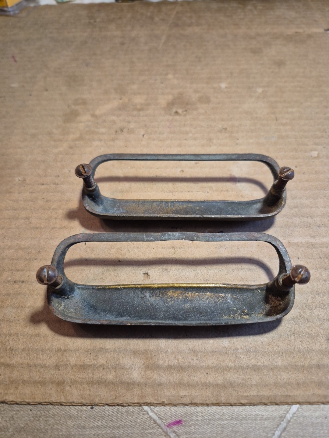 Pair Of Vintage Brass Drawer Pulls Reclaimed 4″ Centers