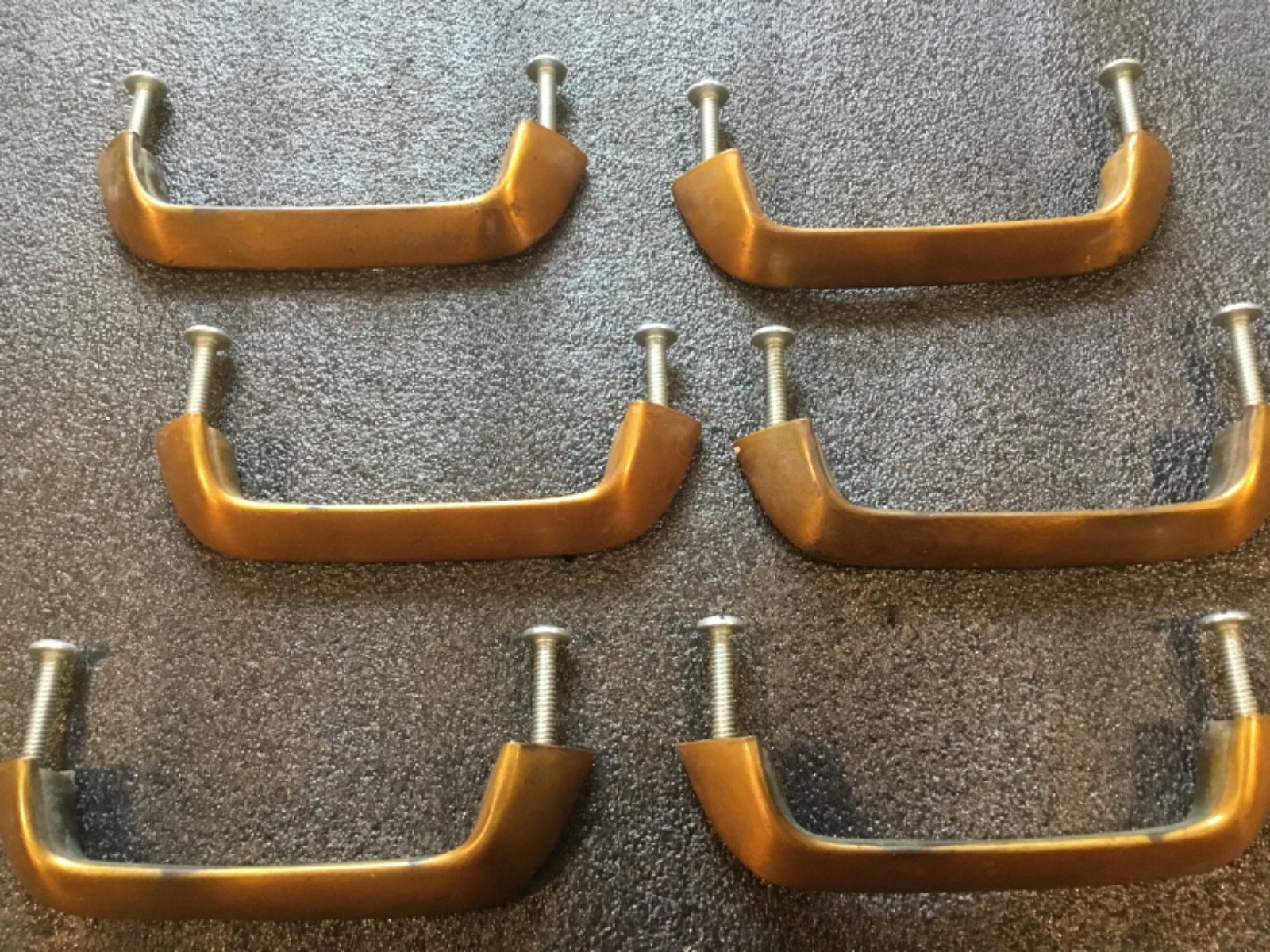 6 VTG Brass Dresser Drawer Cabinet Door Pulls Art Deco Arts & Crafts