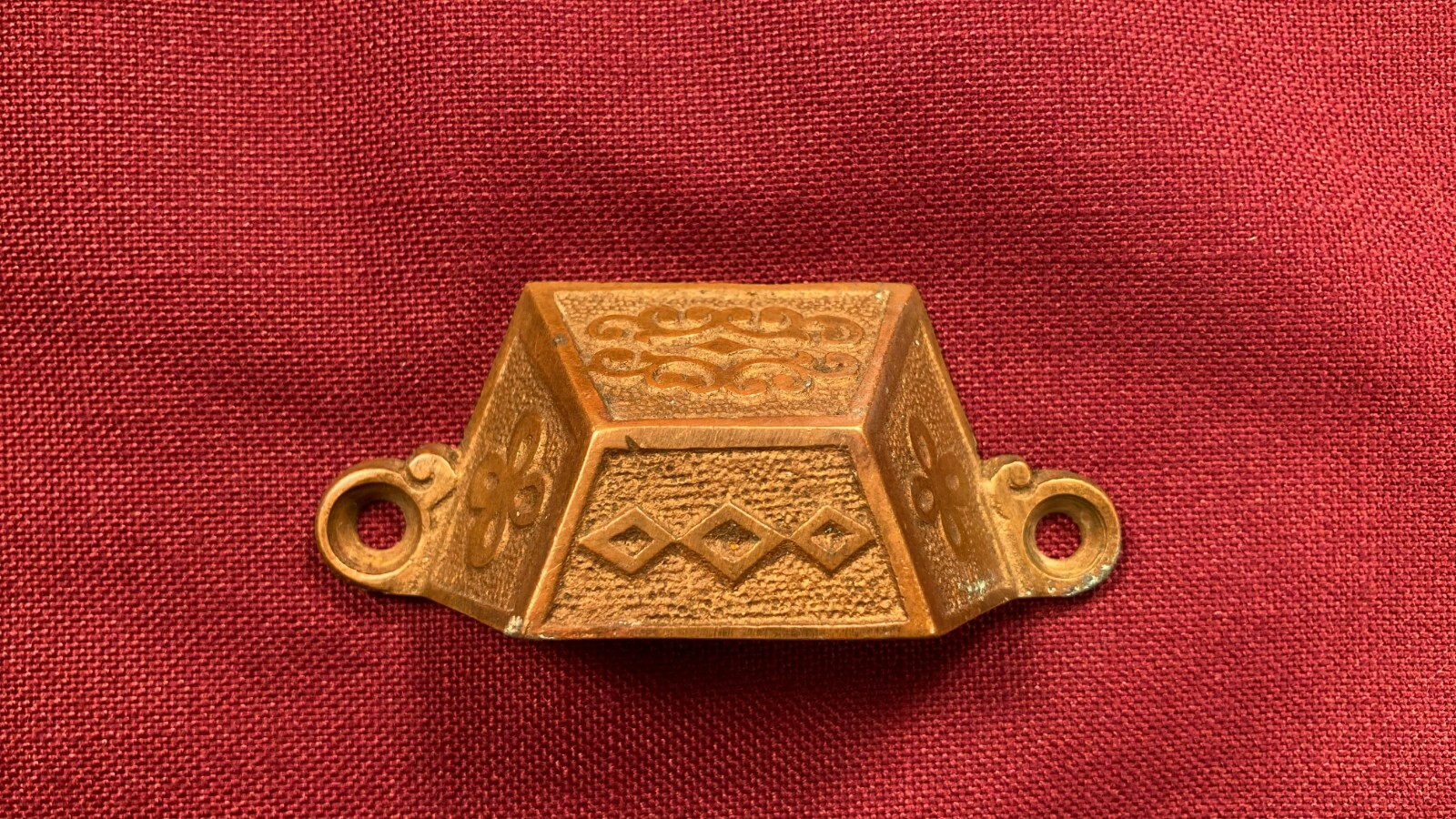 Antique Victorian Eastlake Bronze Finger Cup Drawer Pull Pat 1871