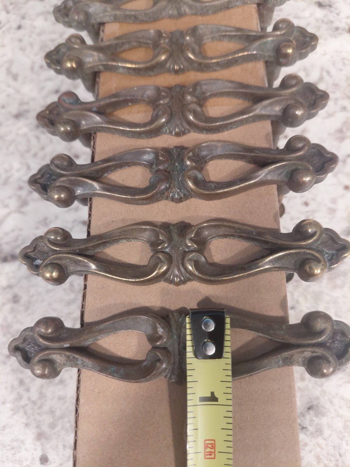 Vintage Ornate Antique Brass Drawer Cabinet Pulls Handles Lot Of 9 With Screws