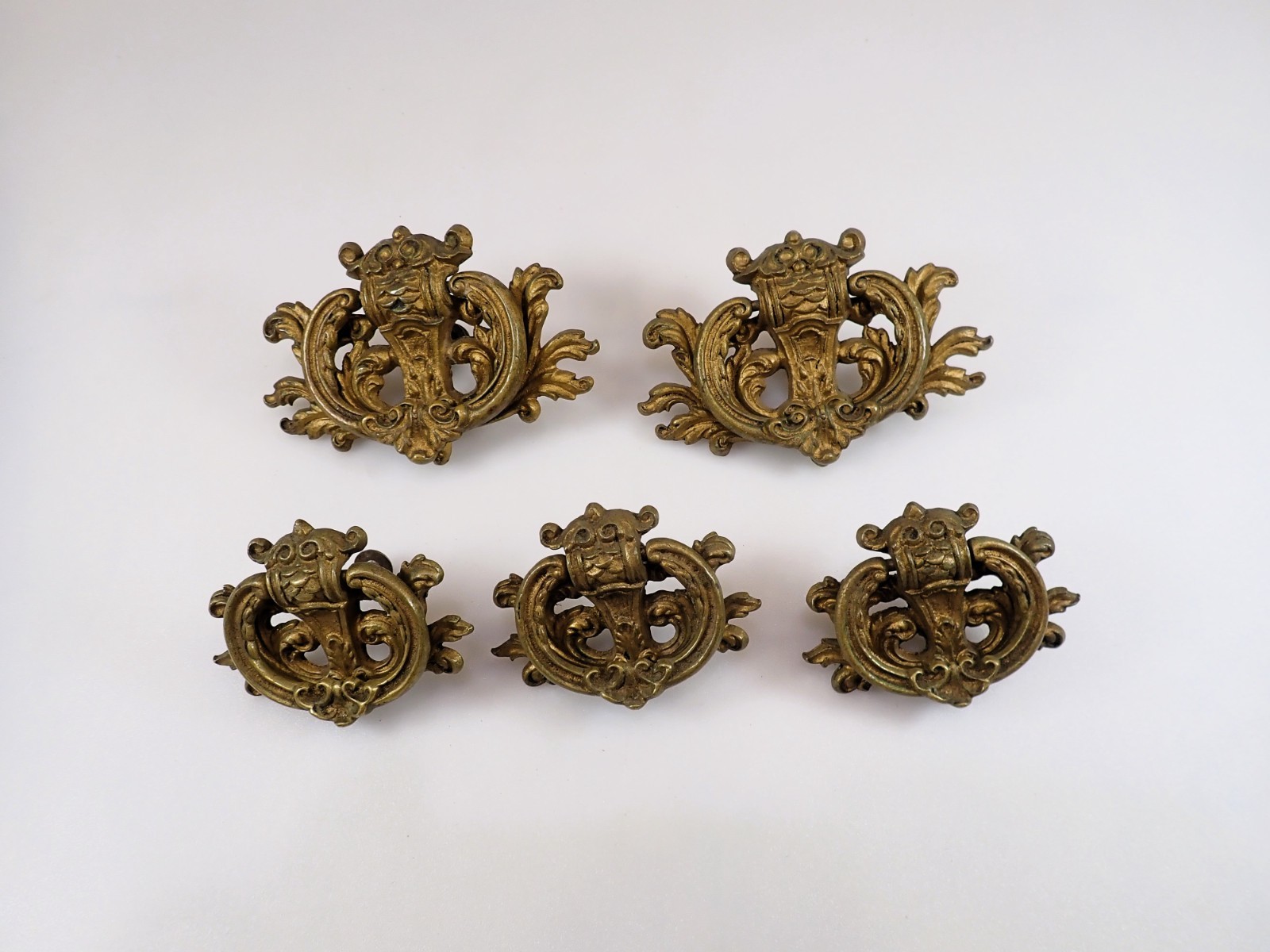 Vintage Keeler Brass Co KBC Ornate Drawer Pulls Lot of 5 Louis XVI Rococo