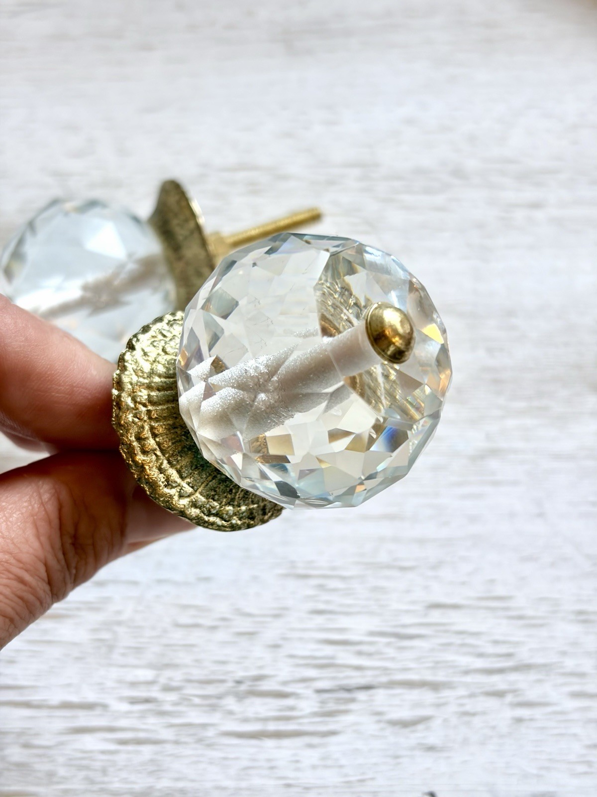 Clear Crystal Glass & Brass Drawer Pulls Vintage Style Cabinet Wardrobe Knobs