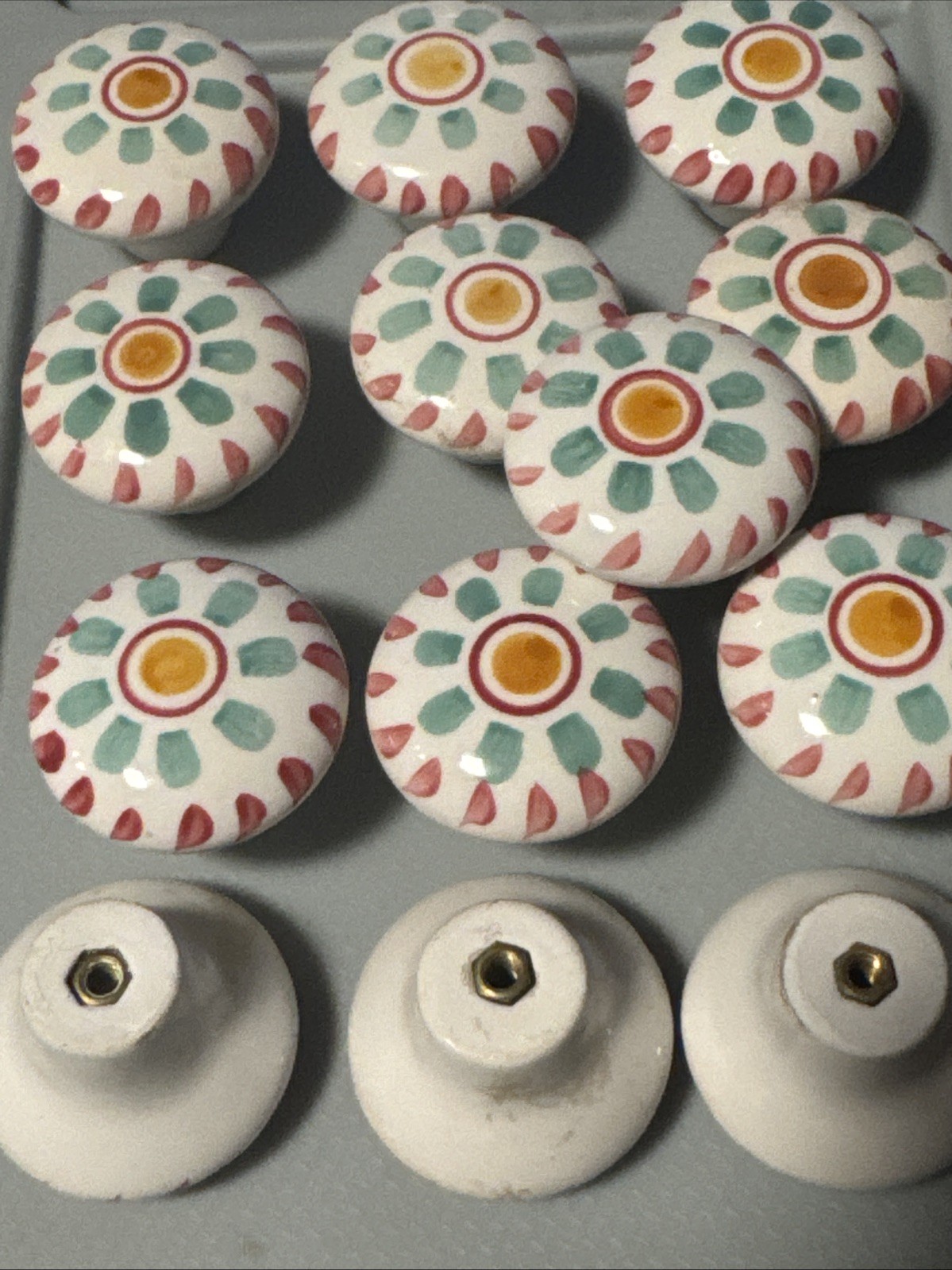 Drawer Pulls Handles Knobs Porcelain 12 with Pink & Green Floral