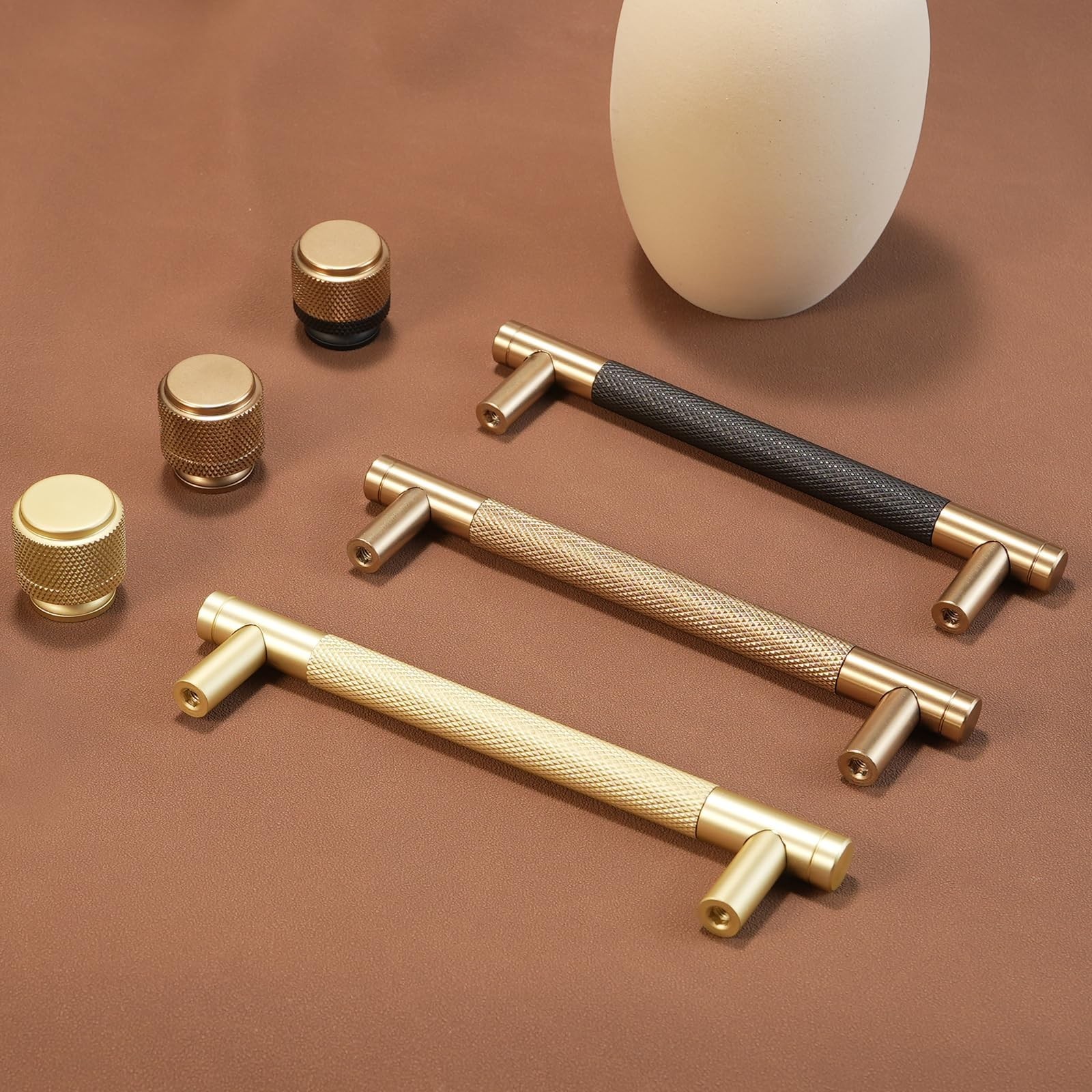 10 Pack 5Inch Kitchen Cabinet Handles Brushed Gold Knurled Cabinet Pulls Gold…