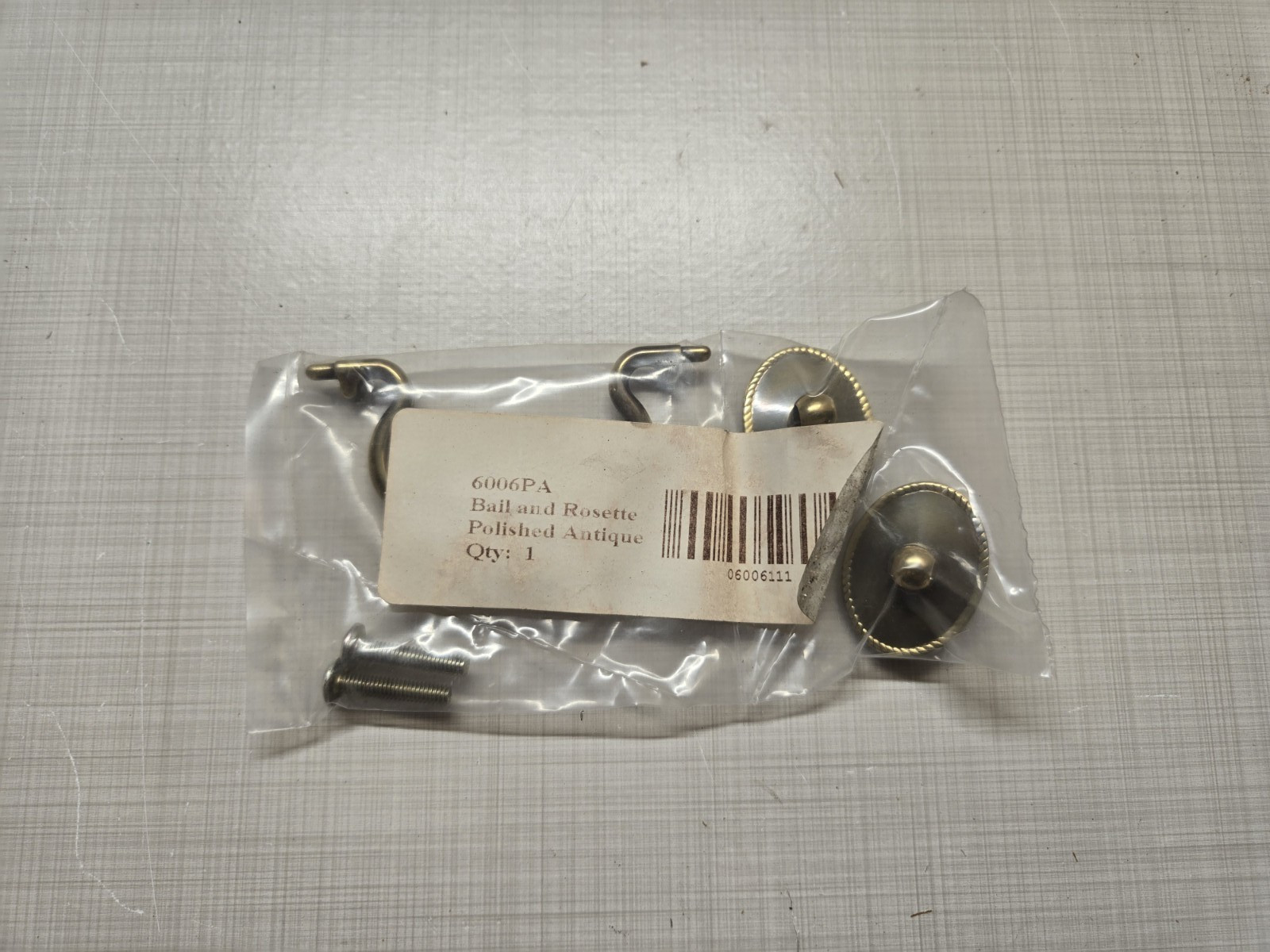 Classic Brass Bail Pull 3″ C-C 6006 PA W/ Rope Backplates in Polished Antique
