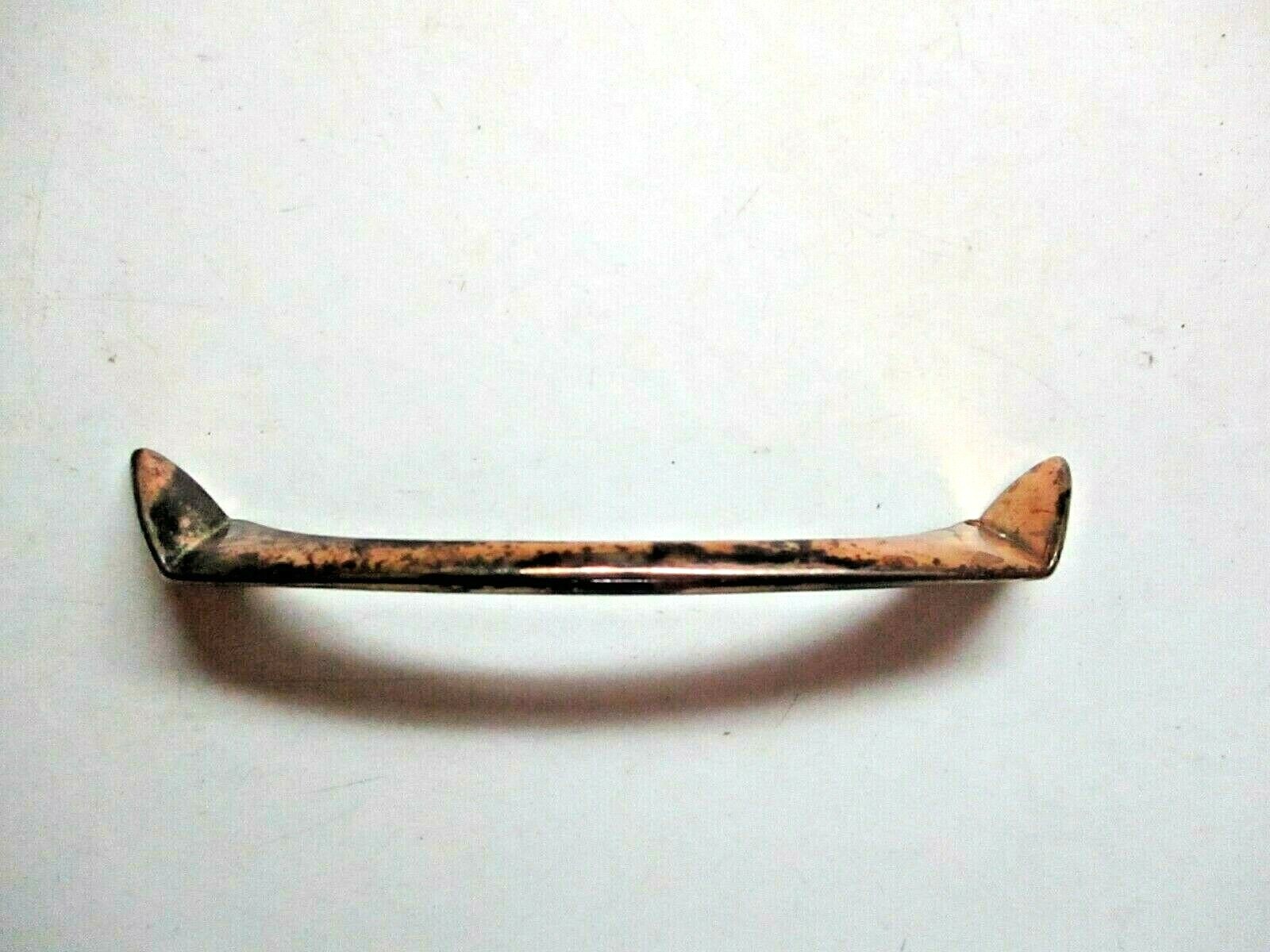 Winged 1940s MCM Drawer Pull Handle Shiny Shabby Copper 4″ Centers 1 Vtg MCM