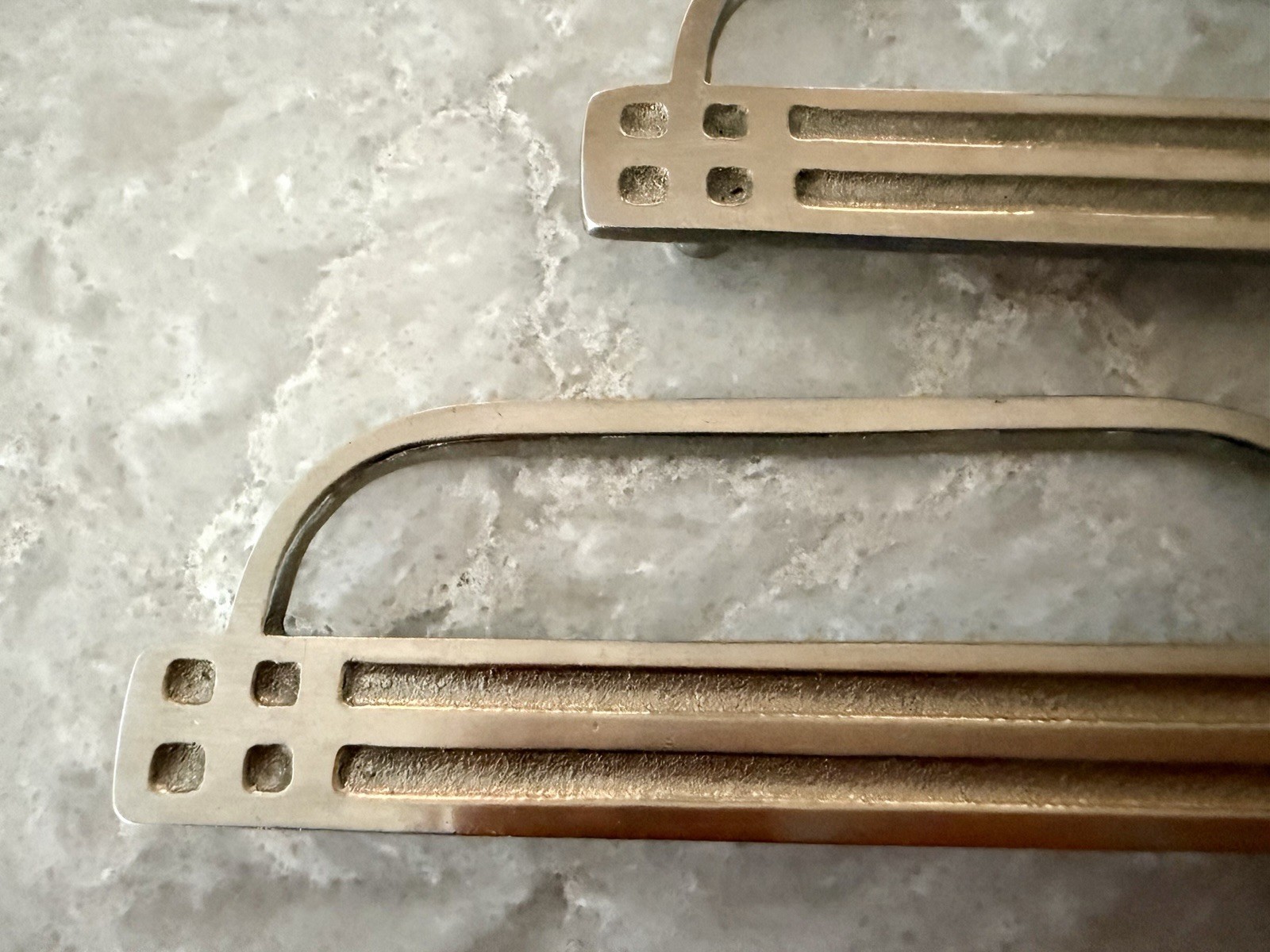 Set of 3 Vintage Art Deco Brass Cabinet Drawer Pulls 3.5” CTC CKC ©88