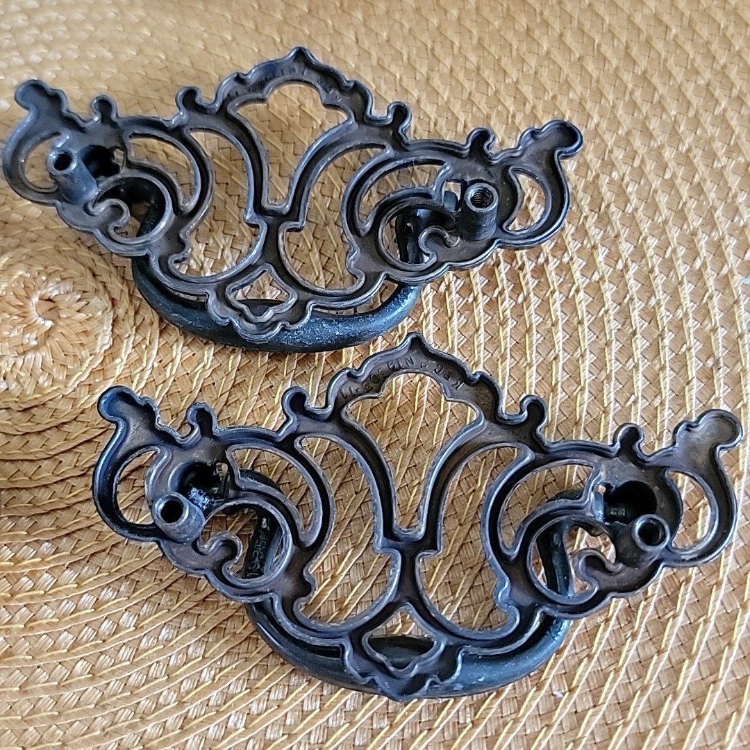 Lot of 6 VTG Brass Metal Drawer Pulls Handles Batwing Keeler Brass Co KBC1 N1935