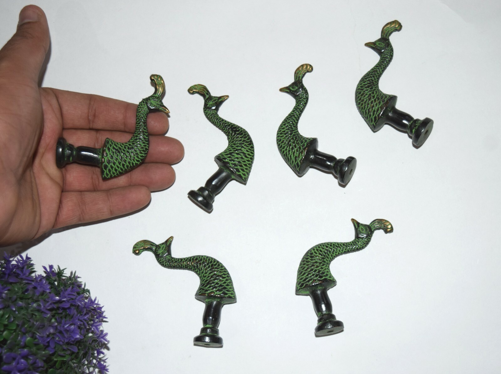 Brass Turkey Bird Cabinet Pull Designer Peacock Head Door Knobs Accessory EK985