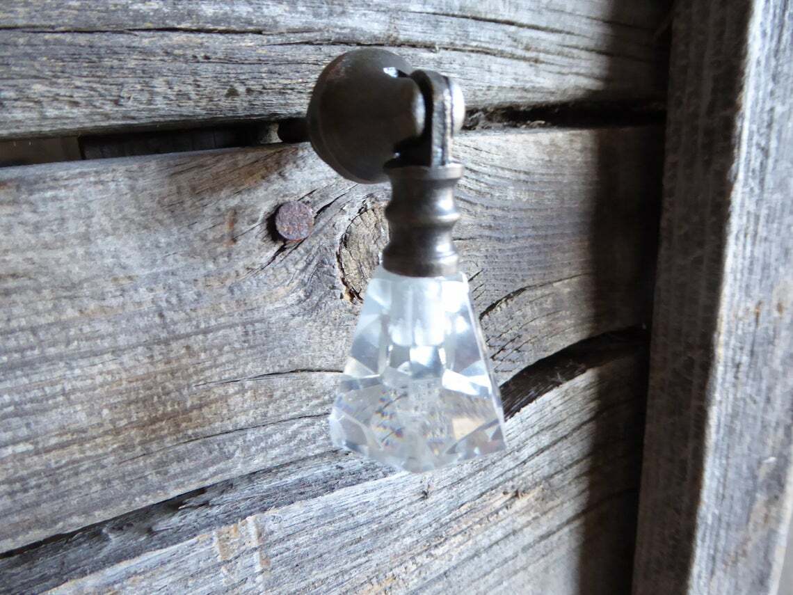 Antique Brass Drawer Pulls Handles Teardrop Glass Kitchen Cabinet Knobs Vintage