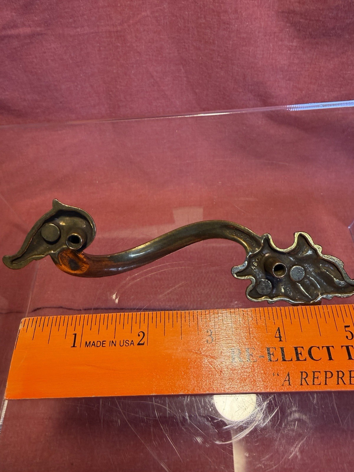 Vintage LEAF SCROLL Keeler Brass Company Drawer Pull Ornament Antique (9)