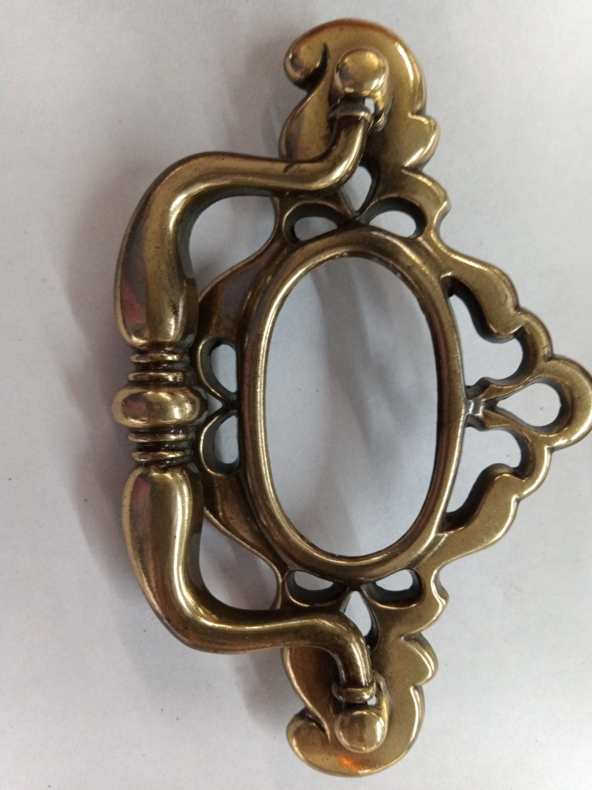 Pair Of 2 Bronze Tone Vintage Drawer Pulls With Speckled Cream Ceramic Inserts