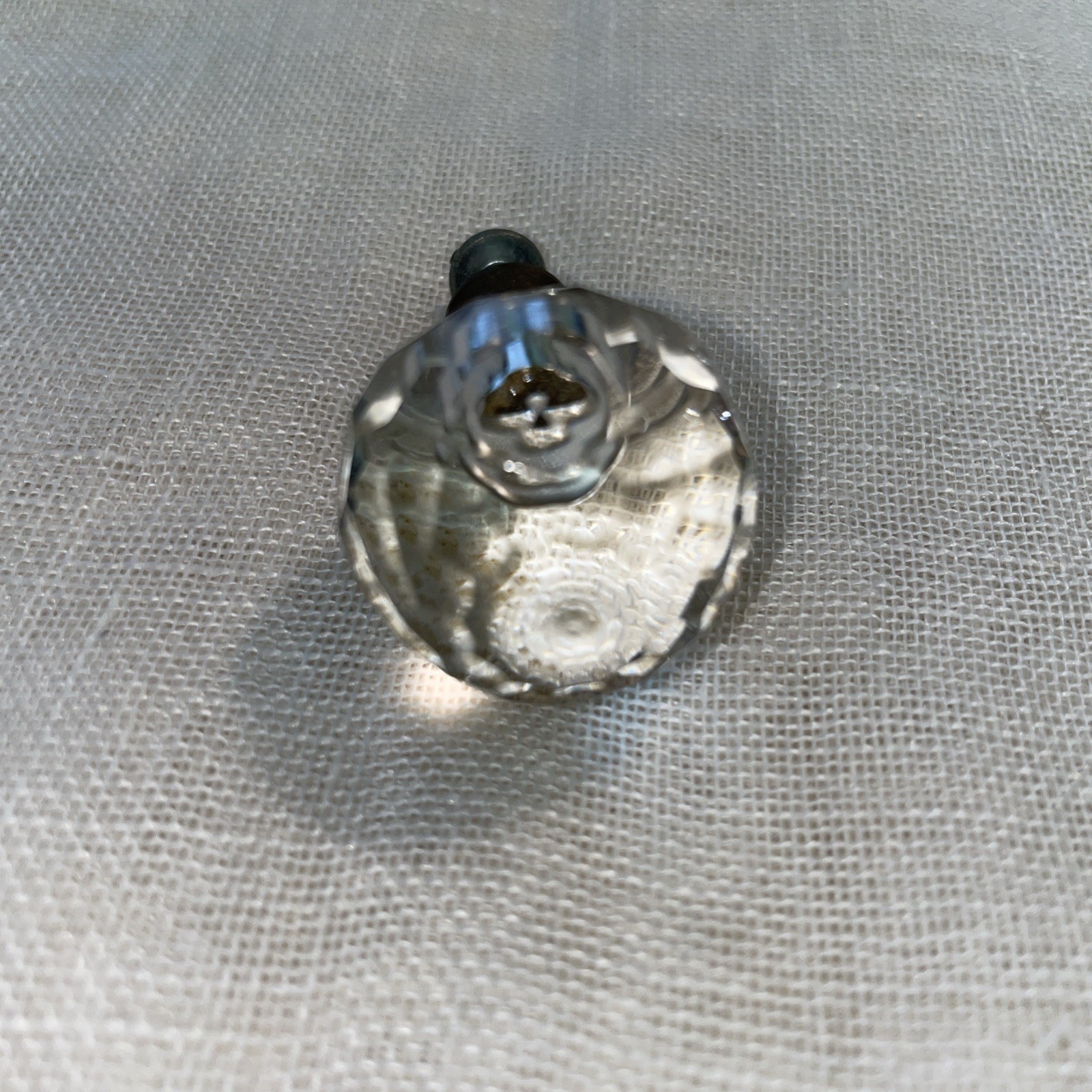 Vtg Faceted Crystal Glass Orb Drawer Pull Hardware Handle Knob Victorian 1.5″