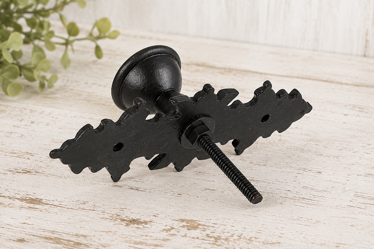 Black Metal Knob With Ornate Backplate Antique Style Metal Drawer Cabinet Pulls