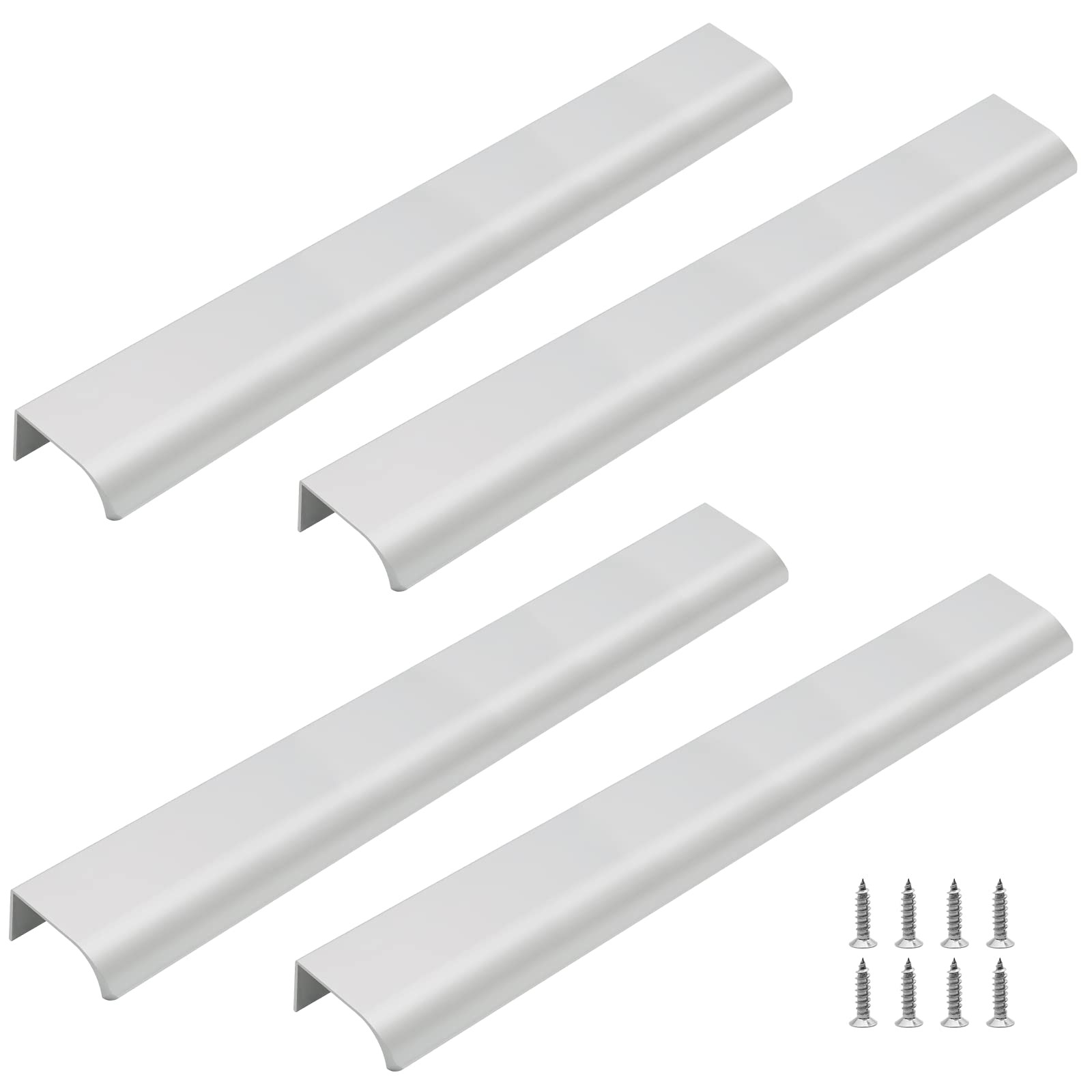 Qjaiune Silver Back Mount Finger Edge Pull 400Mm / 15.7 Aluminum Hidden Handle