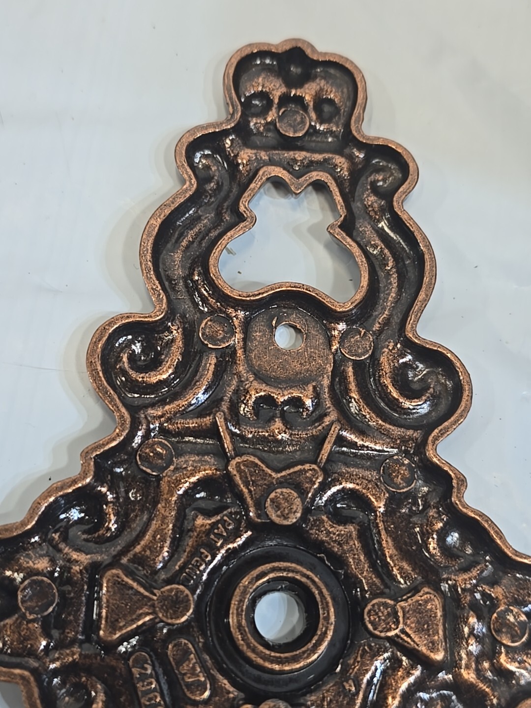 1970s Hyer Ornate Brass Cabinet Door Plate Large Hollywood Regency Vintage MCM