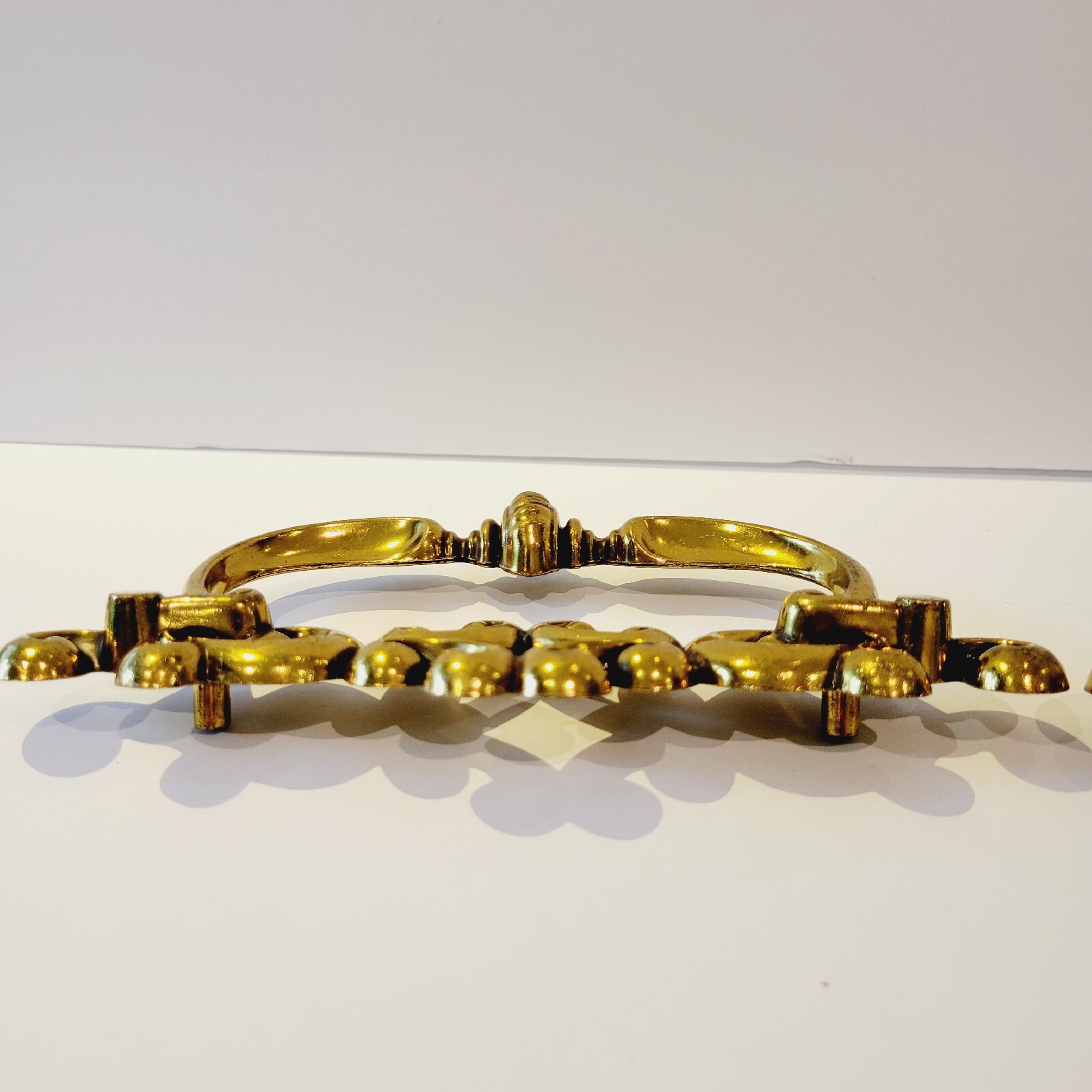 4 Vintage Ornate Scroll Drawer Drop Pull Handles Metal Goldtone Canada CH 1479