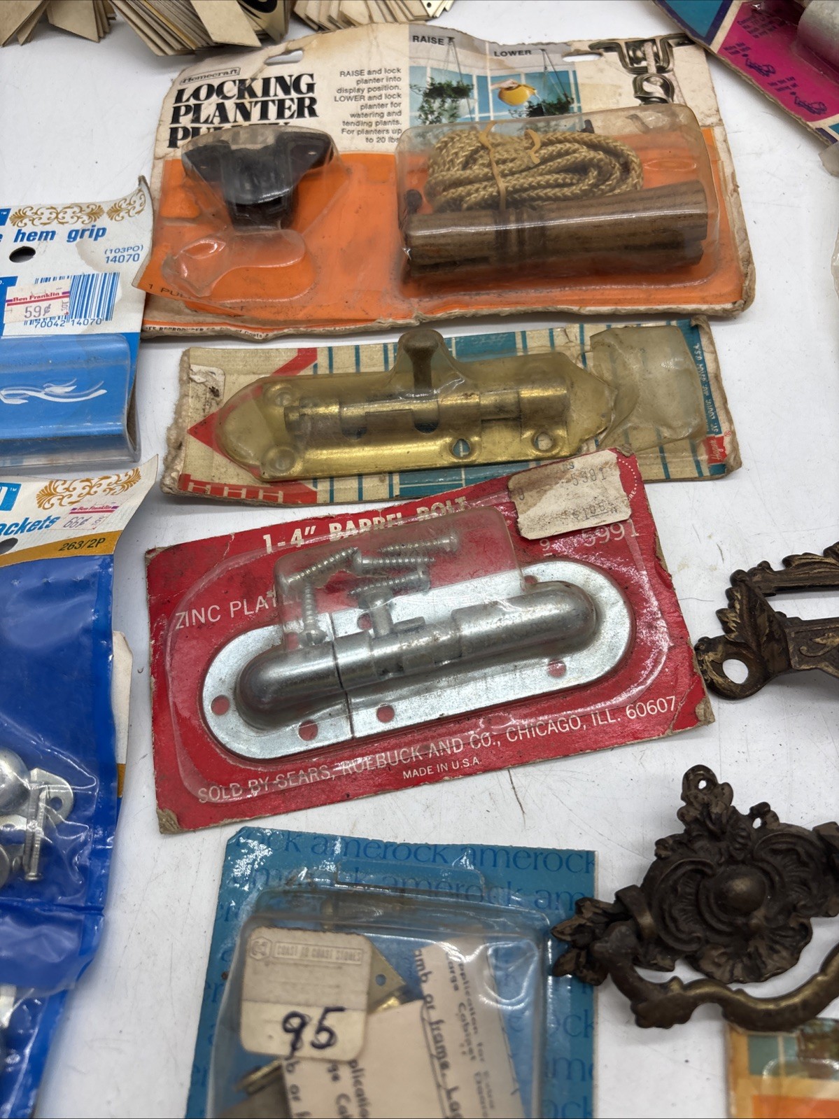 Lot of Mixed Hardware Furniture Drawer Pulls Handles Metal Brass Bolts Hooks