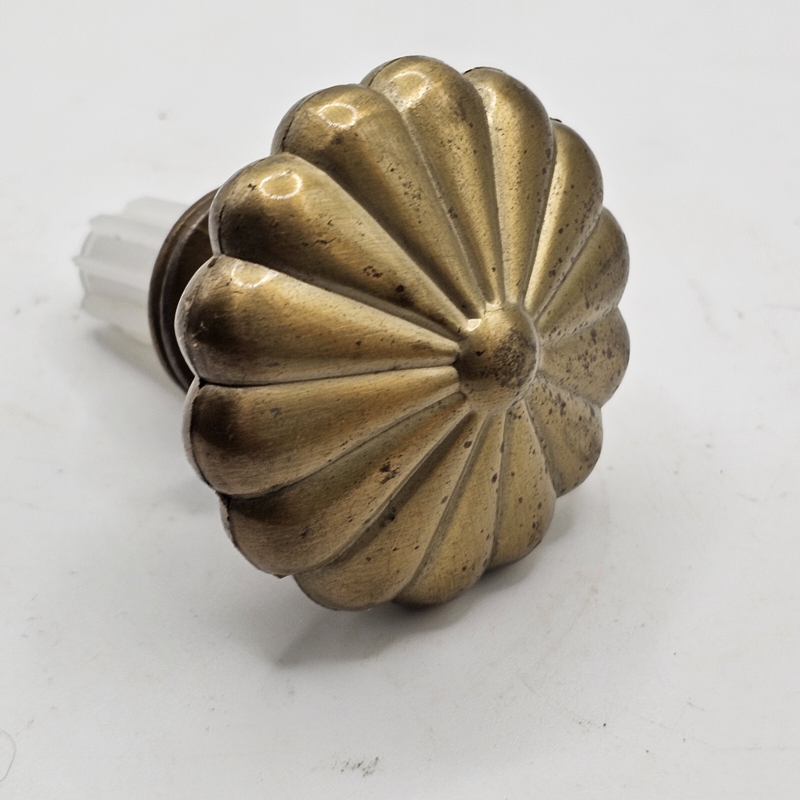 Brass Round Scalloped Door Vintage Dresser Drawer Cabinet Knob Floral