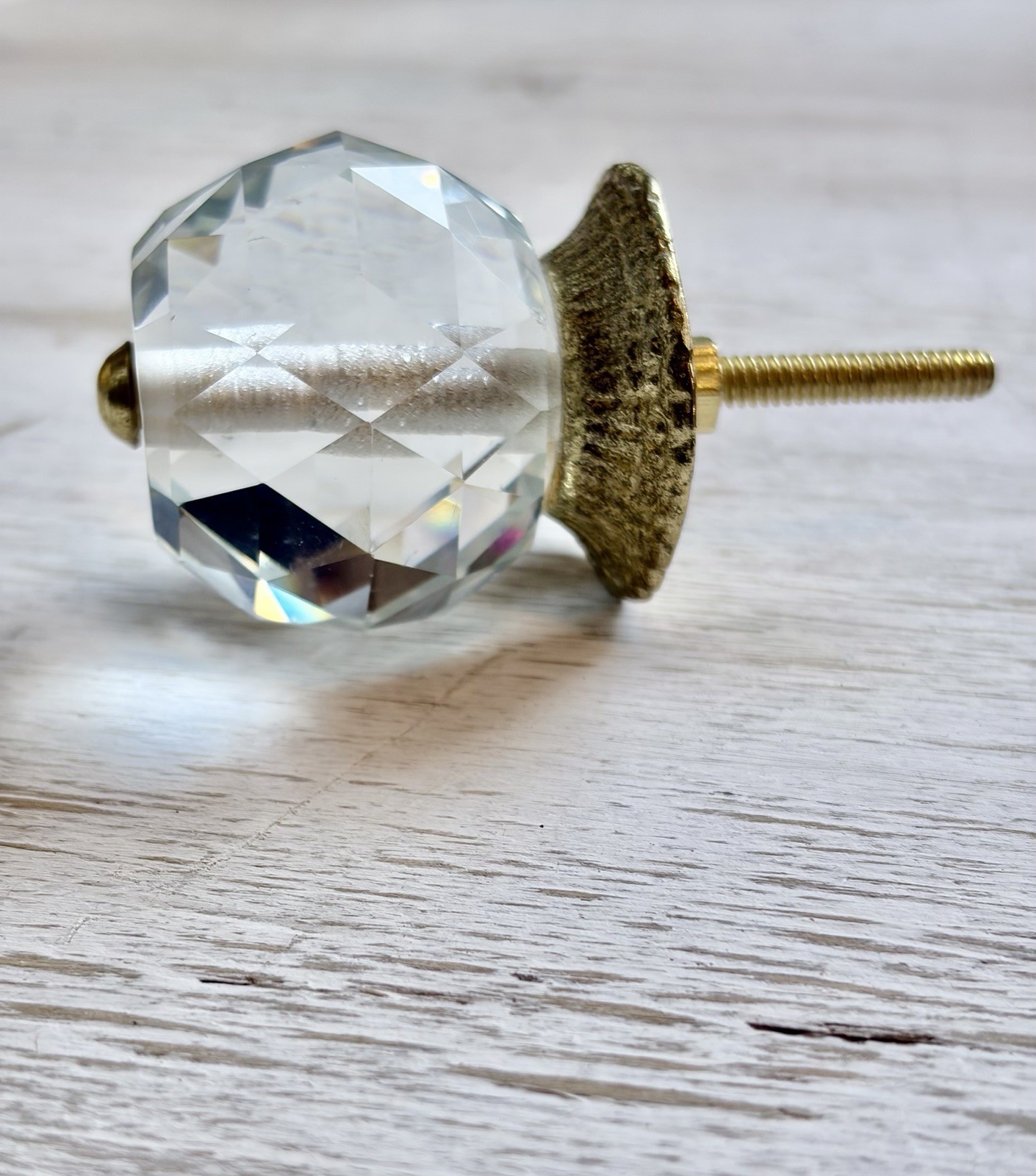 Clear Crystal Glass & Brass Drawer Pulls Vintage Style Cabinet Wardrobe Knobs