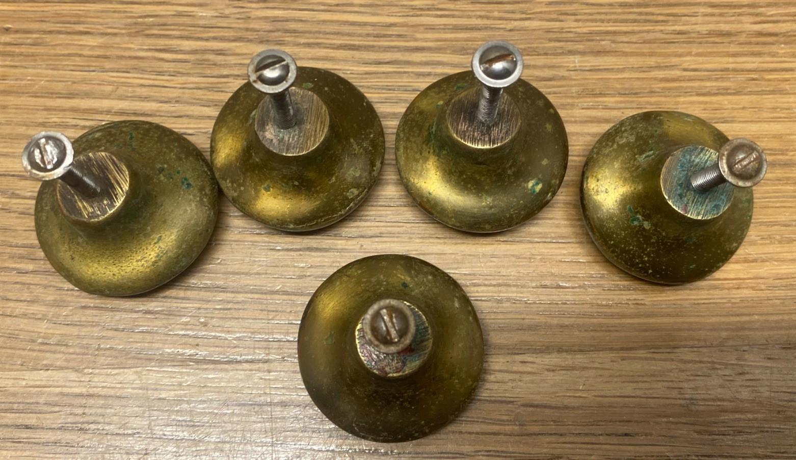 6 VTG Brass Ornate Victorian Brass Bail Drawer Handles & 5 Matching Round Knobs