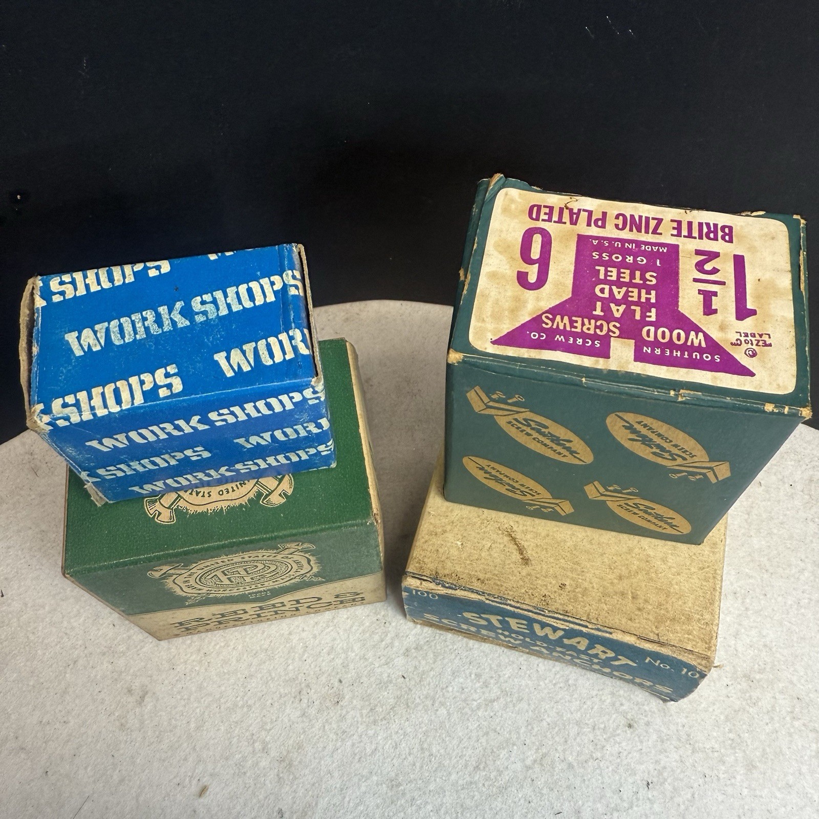 Lot Vintage 4 Vintage Hardware Boxes With Screws & Anchors USA Made