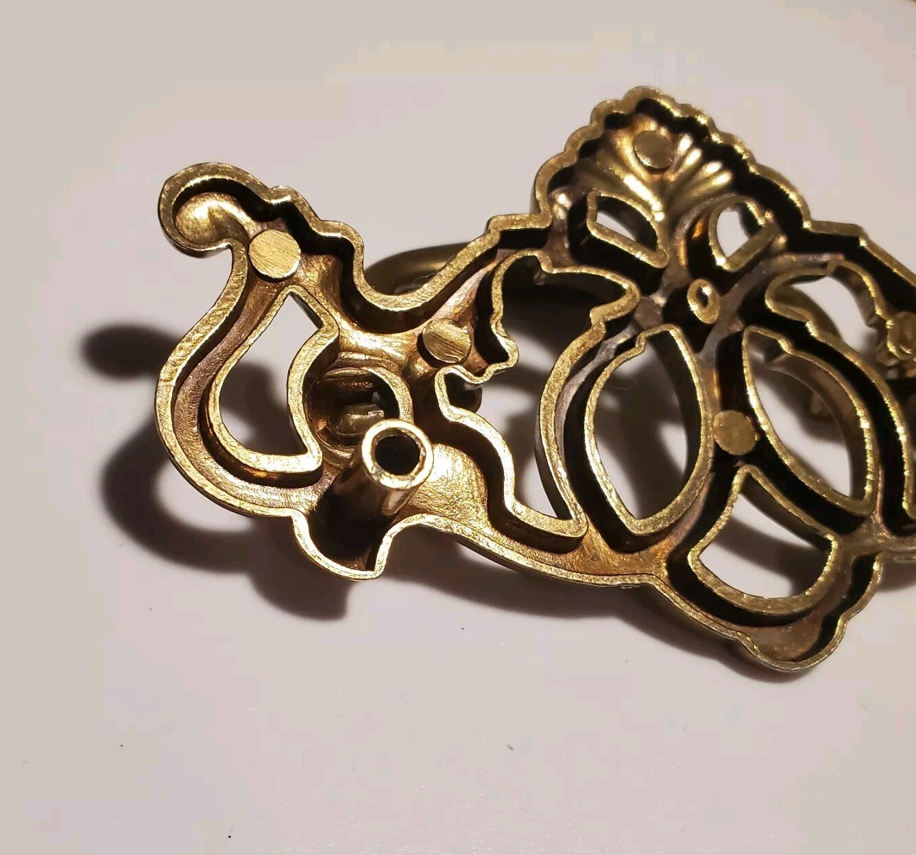 Vintage Brass Batwing Chippendale Metal Drop Bail Pull Drawer Dresser Hardware.