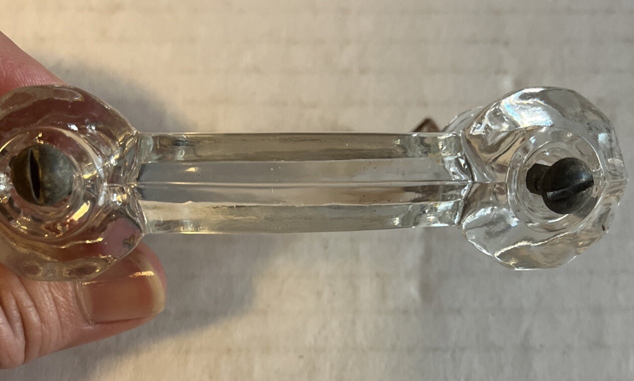 Antique Clear Glass Drawer or Cabinet Handle Pull 4.25″ Handle 3″ Holes Hardware
