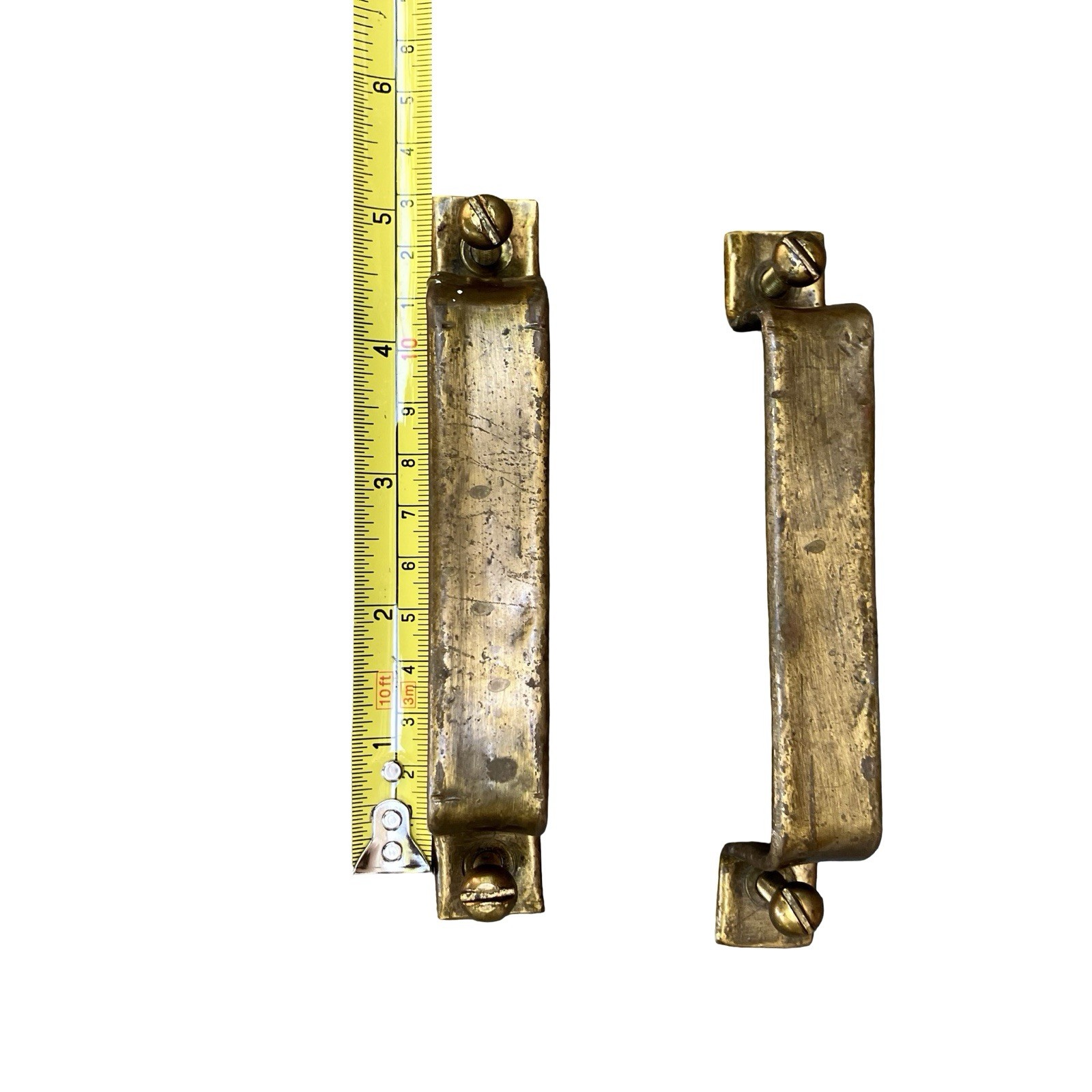 Antique Brass Cabinet Handles Drawer Pulls Door Rectangle Original Screws & Nuts