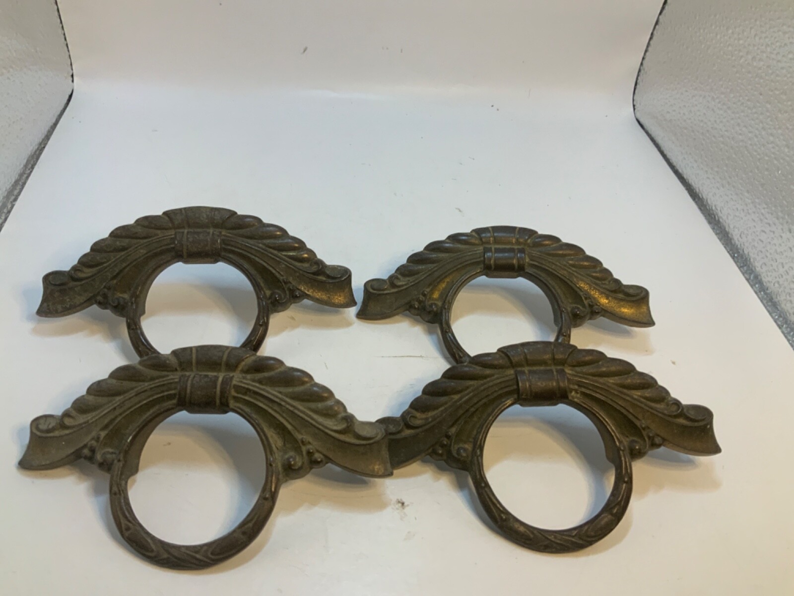 Vtg KBC Keller Brass Art Deco Metal Drawer Pulls Lot of 4