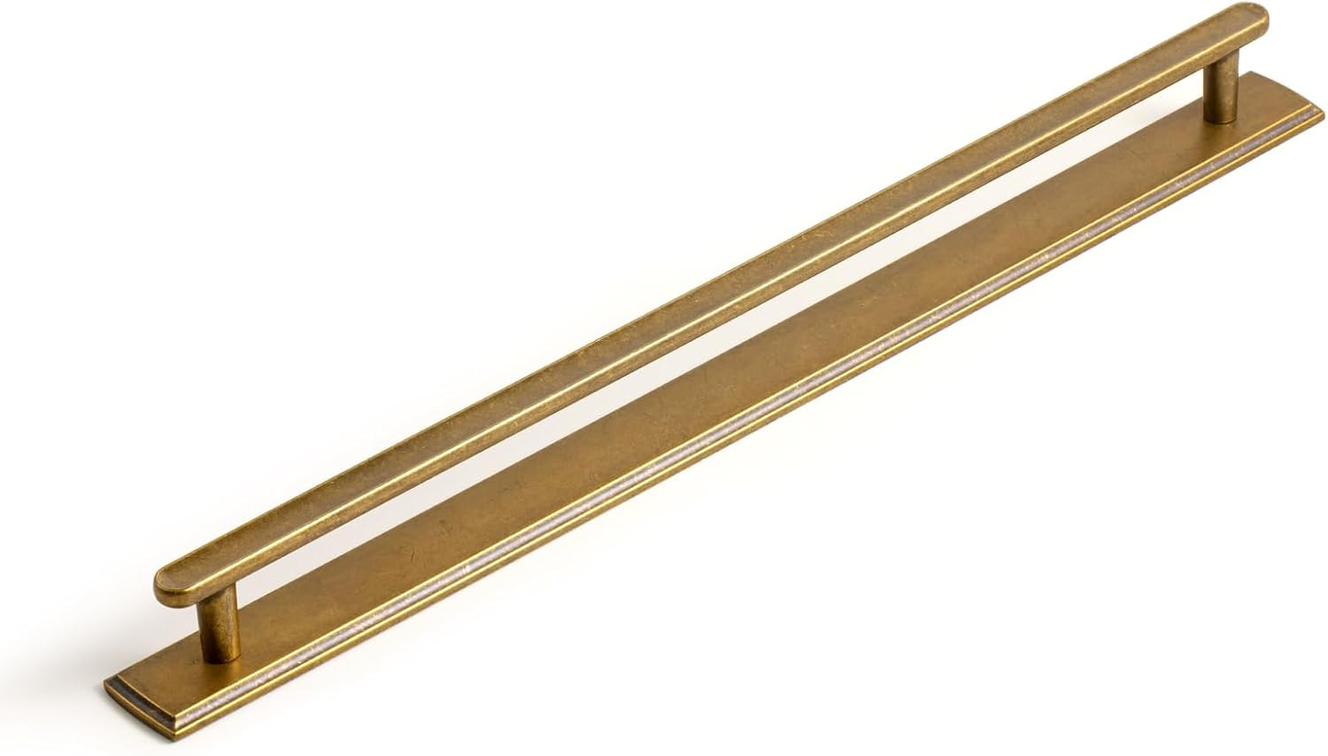 Antique Brass Cabinet Pulls with Escutcheon Backplate – 2 Pack 12 5/8 Inch Cente
