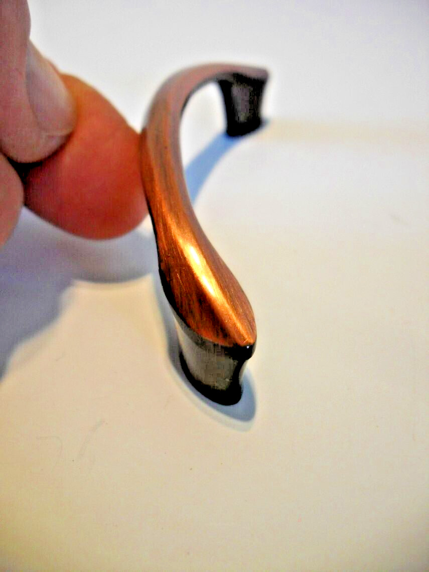Vintage Nos Copper Flash Curved Drawer Pull Cabinet Door Handle Ajax