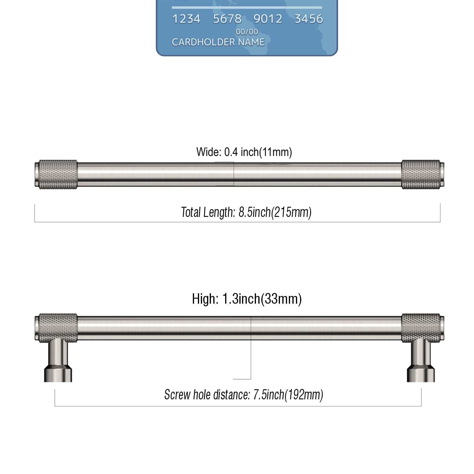 9Build 10 Pack Knurled Cabinet Pulls 7.5 Inch Brushed Satin Nickel Kitchen